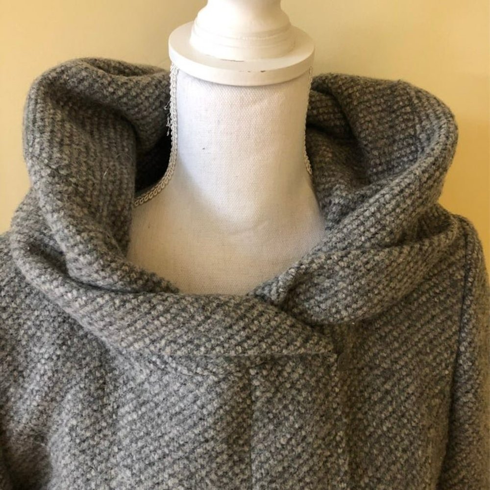 Calvin Klein Grey Wool Coat Medium Shawl-Hood